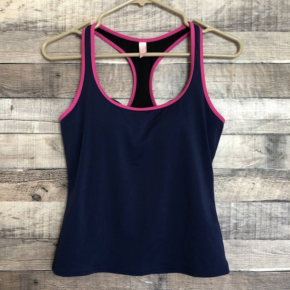 Victoria’s Secret Navy Blue/Pink Tankini Swimsuit Women’s Sz S Padded Racerback